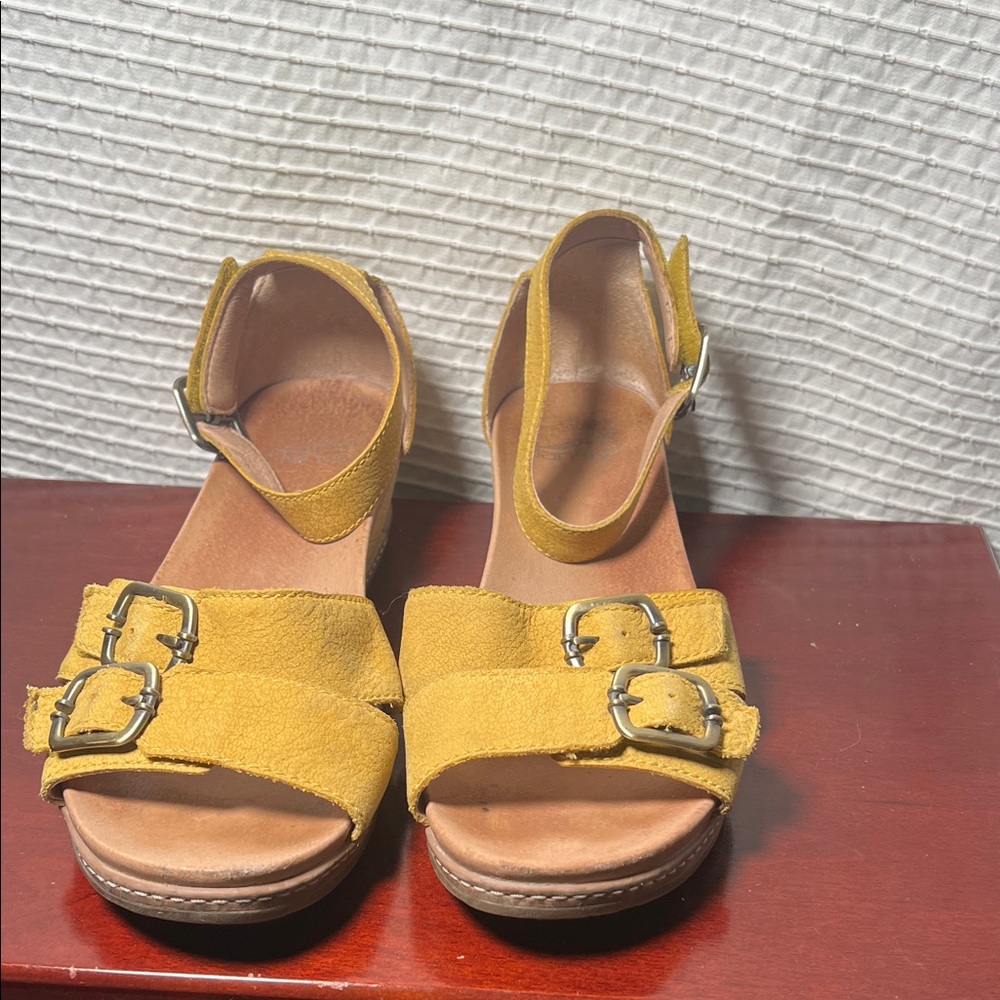 Dansko Mustard Buckle Strap Sandals